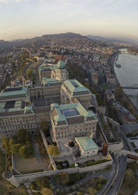 High angle view of buildings in city