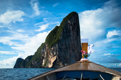 Panoramic view of sea against blue sky