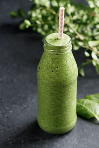 Close-up of smoothie on table