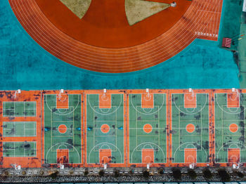 Full frame shot of swimming pool against building