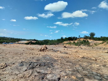 Scenic view of land against sky