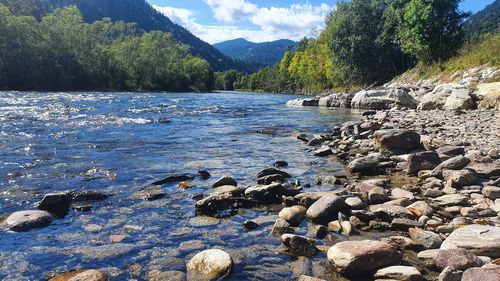Scenic view of river and rocks