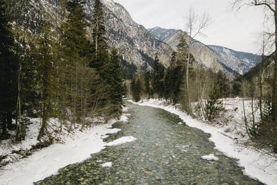 Scenic view of mountains during winter