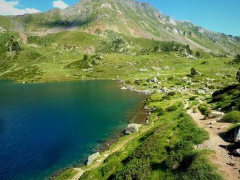 Scenic view of lake and mountains