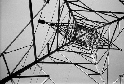 Low angle view of electricity pylon against sky