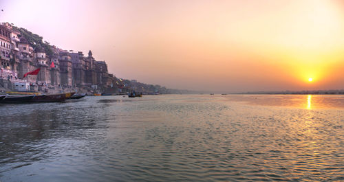 Scenic view of sea against sky during sunset