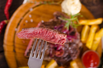 Close-up of food on serving board