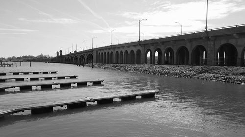 Bridge over river against sky