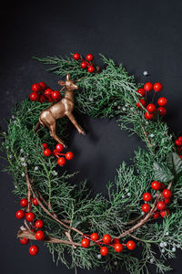 Directly above shot of wreath on table