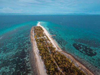 High angle view of boats on beach