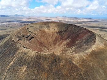 Scenic view of vulcano crater aerial view