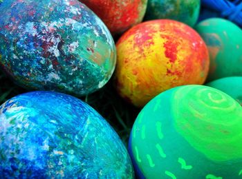 Full frame shot of multi colored eggs
