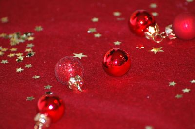 Close-up of christmas decoration on table