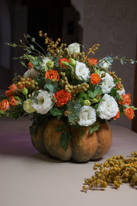 Close-up of flowers on table