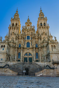 Low angle view of historic building against clear sky