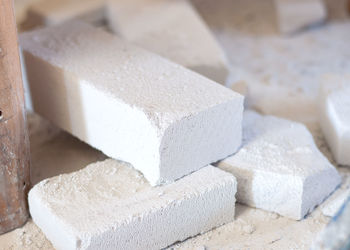 Close-up of sugar cubes on table