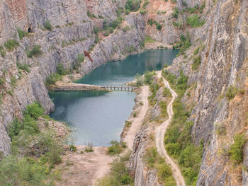 Scenic view of water flowing through rocks