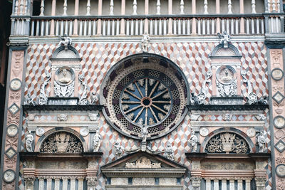 Bergamo, italy, 30th march 2022 - close up of architecture of santa maria maggiore basilica