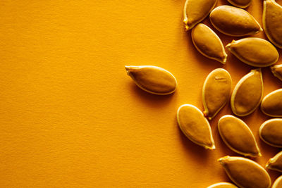 Directly above shot of yellow pepper on table