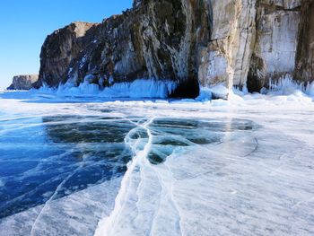 Scenic view of frozen sea during winter