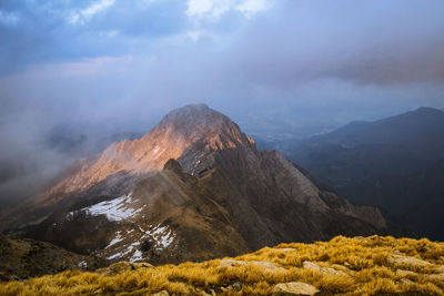 Scenic view of mountains against sky