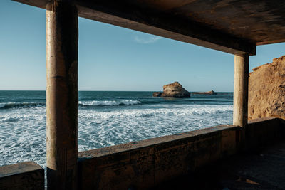 Scenic view of sea against clear sky