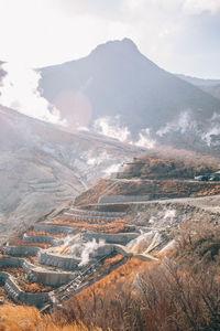 Aerial view of mountains against sky