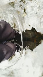 View of water flowing through rocks