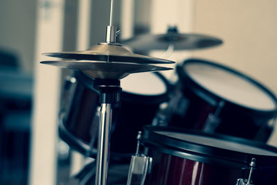Close-up of drum set.