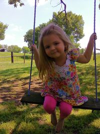 Portrait of happy girl in park