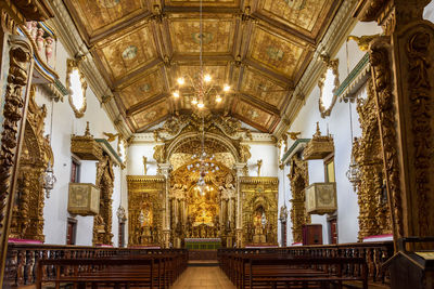 Interior of ancient historic church at tiradentes city