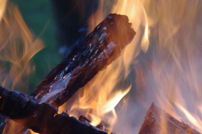 Close-up of bonfire at night