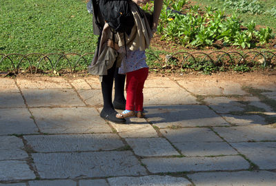 Mother and child outdoors