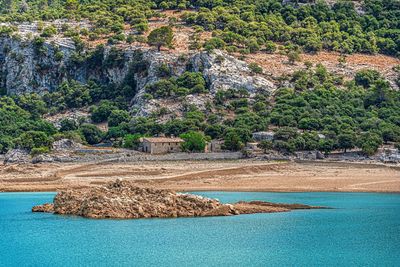 Nature in the sierra de tramuntana, lake and mountains, mallorca, spain