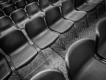 High angle view of empty chairs