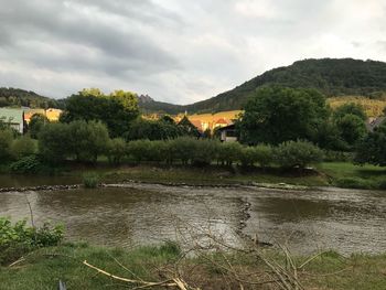 Scenic view of lake against sky