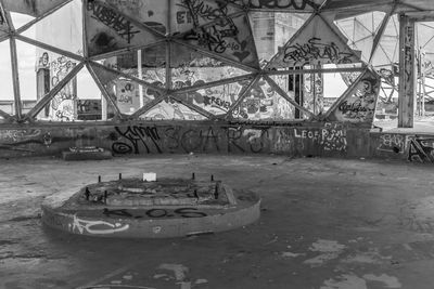 View of abandoned boat in water