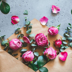 Directly above shot of flowers on table