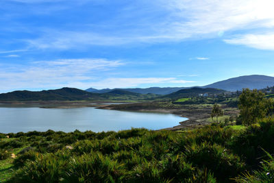Scenic view of lake against sky