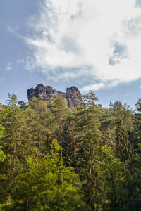 Sandstone rock formation the locomotive in german-saxon switzerland in the elbe sandstone mountains