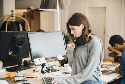 Woman working on table