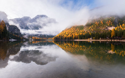 Scenic view of lake against sky