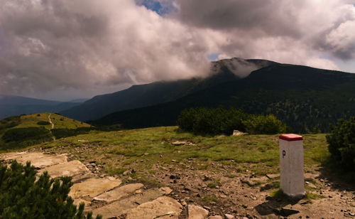 Scenic view of mountains against sky