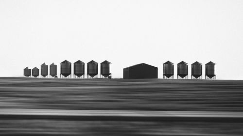 Low angle view of buildings against clear sky