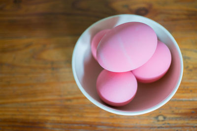 High angle view of multi colored candies on table