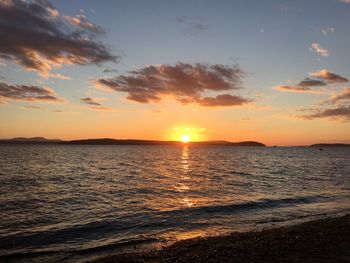 Scenic view of sea at sunset