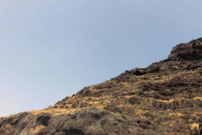 Low angle view of mountain against clear sky