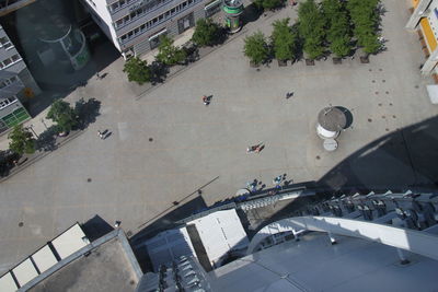 High angle view of buildings in city