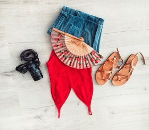 High angle view of shoes on table