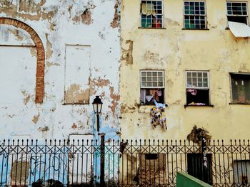 Exterior of old building in city